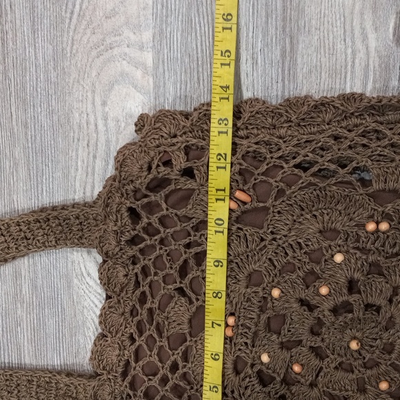 Handcrafted Brown Crochet Tote Bag - Picture 9 of 11